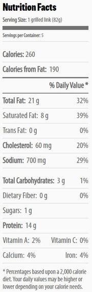Johnsonville Cheddar Bratwurst